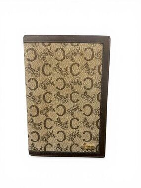 Celine Brown Macadam Coated Canvas & Leather Passport Holder in Tan Brown